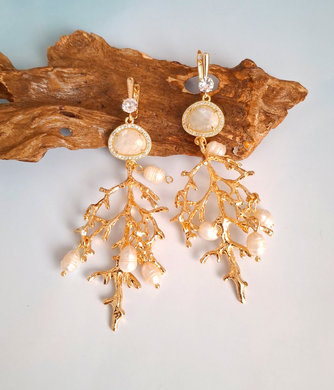 Moonlit Branch Earrings – Gold, Pearl & Moonstone | As Seen at Miss Universe Philippines