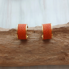 Stingray Leather Inlay Hoop Earrings