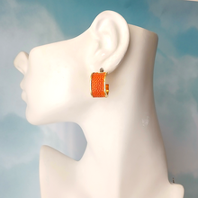 Stingray Leather Inlay Hoop Earrings