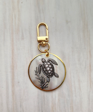 Animal Etchings on White Mother of Pearl Bag Charm