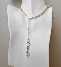 Pearl and Paperclip Chain Necklace