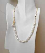 Pearl and Paperclip Chain Necklace