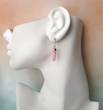 Pink Chalcedony Single Drop Hook Earrings