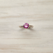 Pink Sapphire Silver Hammered Maxi Ring