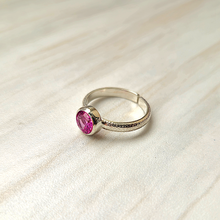 Pink Sapphire Silver Hammered Maxi Ring