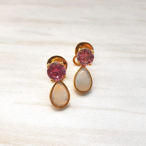 Pink Topaz with White Opal Separates Earrings