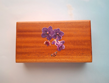 Purple Flower with Buttefly Mahogany Box