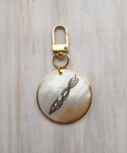 Animal Etchings on White Mother of Pearl Bag Charm