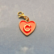 Red Enamel Heart Letter Charm