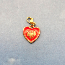Red Enamel Heart Letter Charm