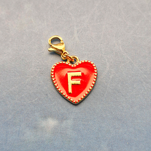 Red Enamel Heart Letter Charm
