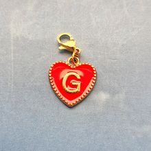 Red Enamel Heart Letter Charm