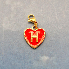 Red Enamel Heart Letter Charm