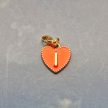 Red Enamel Heart Letter Charm