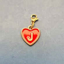 Red Enamel Heart Letter Charm