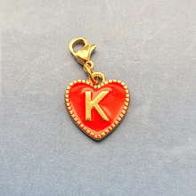 Red Enamel Heart Letter Charm