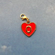 Red Enamel Heart Letter Charm