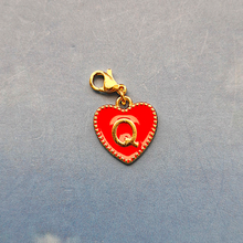 Red Enamel Heart Letter Charm