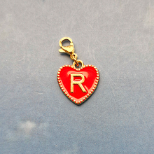 Red Enamel Heart Letter Charm