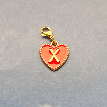 Red Enamel Heart Letter Charm