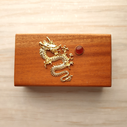 Dragon Red Jade  Mahogany Box