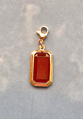 Red Jade Rectangle Gemstone Charm