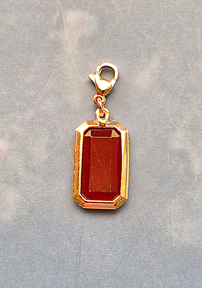 Red Jade Rectangle Gemstone Charm