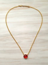 Round Bezel Single Gem Drop Pendant Necklace