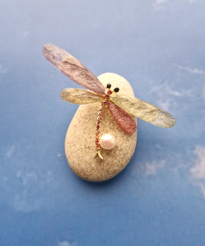 Resin Dragonfly Jeweled Brooch
