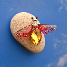 Resin and Yellow Cubic Zirconia Honeybee Brooch