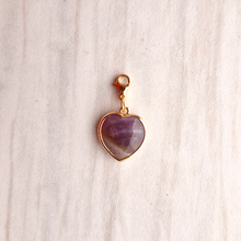 Rim Set Heart Gemstone Charm