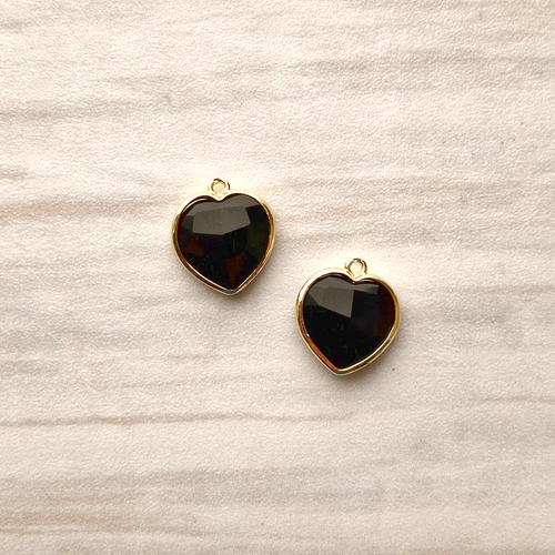 Black Agate Heart Rim Set Dangles