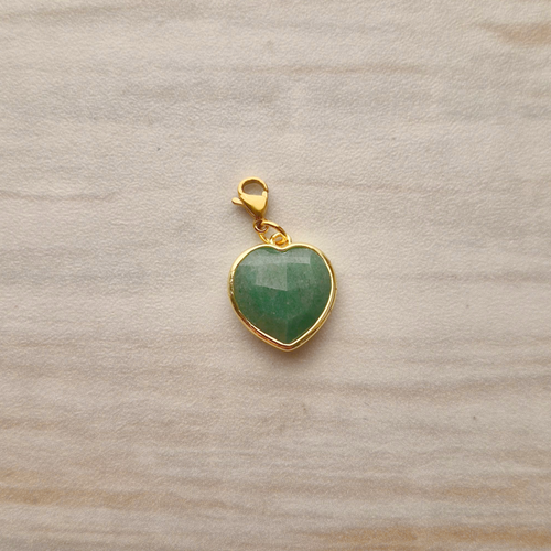 Rim Set Heart Gemstone Charm