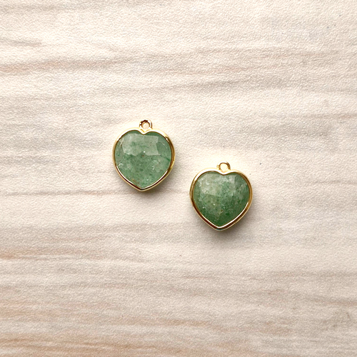 Green Quartz Heart Rim Set Dangles