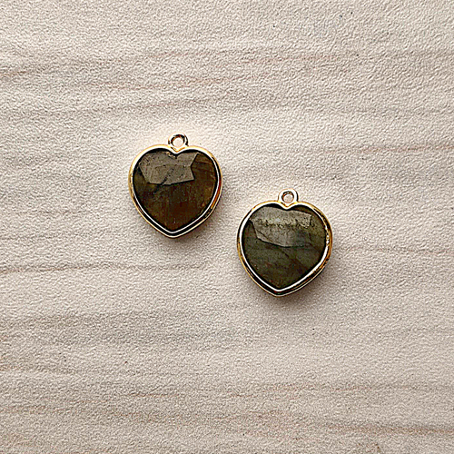 Labradorite Heart Rim Set Dangles