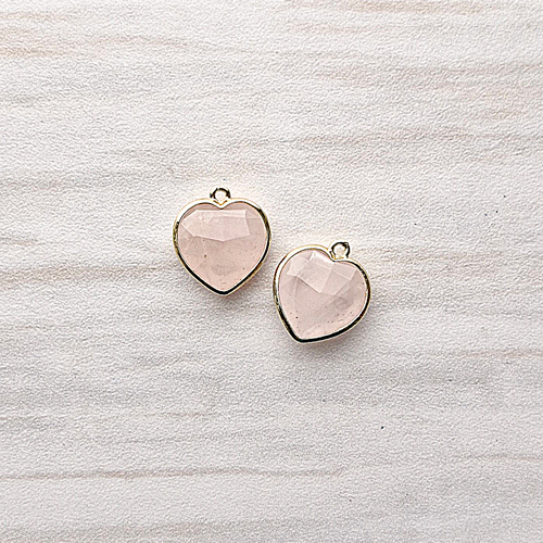 Rose Quartz Heart Rim Set Dangles