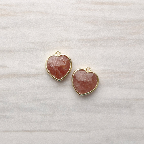 Strawberry Quartz Heart Rim Set Dangles