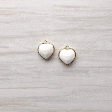 White Jade Heart Rim Set Dangles