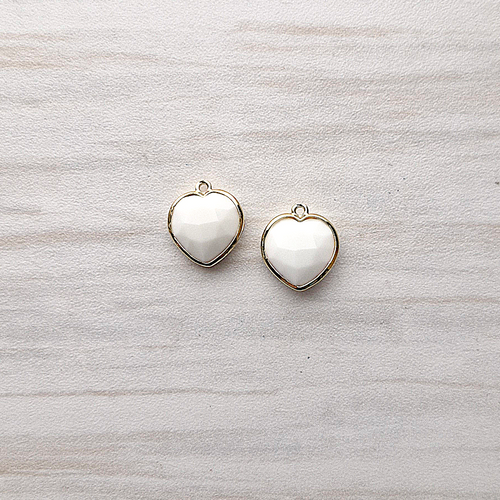 White Agate Heart Rim Set Dangles