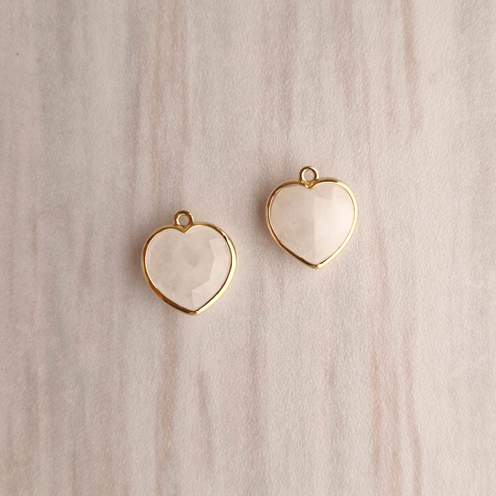 White Jade Heart Rim Set Dangles