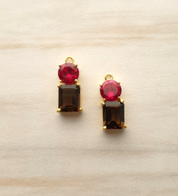 White Topaz with Ruby and Smoky Topaz Detachable Separates Earrings