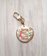 Sampaguita Initials on White Mother of Pearl Bag Charm