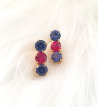 Blue Sapphire with Ruby and Blue Sapphire Detachable Separates Earrings
