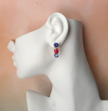Blue Sapphire with Ruby and Blue Sapphire Detachable Separates Earrings