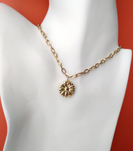 Hidden Message Sunflower Locket Paperclip Necklace