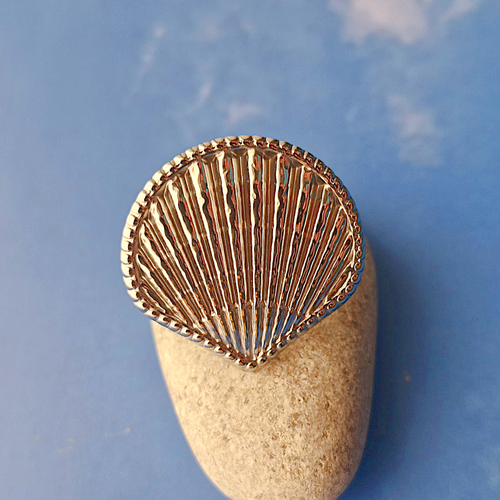 Large Silver Clam Shell Ring
