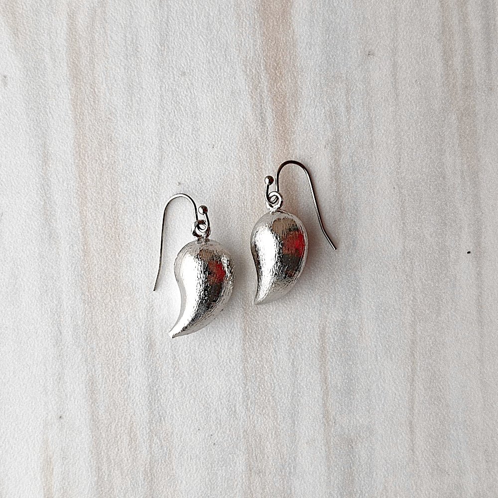 Mangga Single Drop Silver Earrings