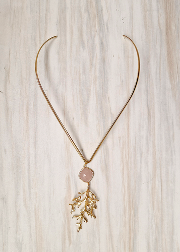 Skye with Rose Quartz and Branches V-Style Necklace