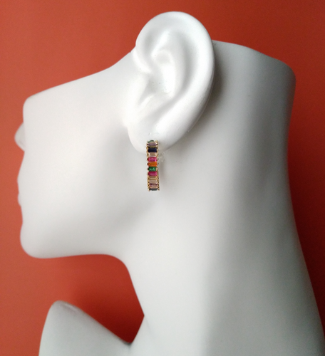Small Rainbow Hugger Earrings