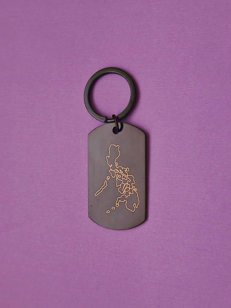 Noir Philippine Map Dogtag Key Chain